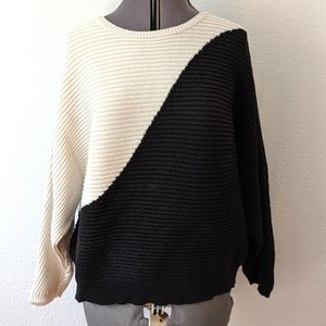 Express White And Black Color block sweater